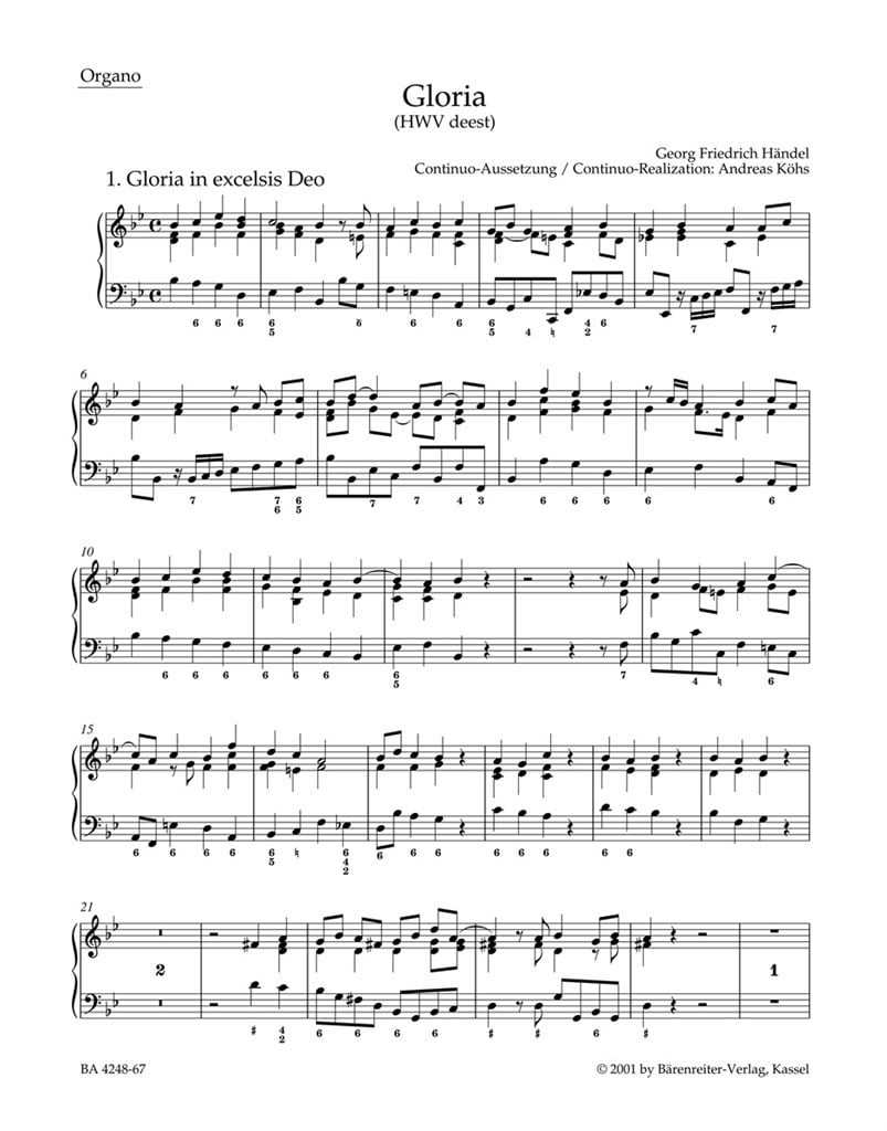 Gloria (Urtext Hallischen Ausgabe) (org)
